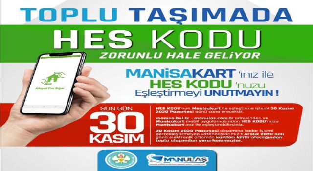 Manisa Kart'ını HES Koduyla Eşleştirmeyenlerin Kartı Kullanıma Kapanacak